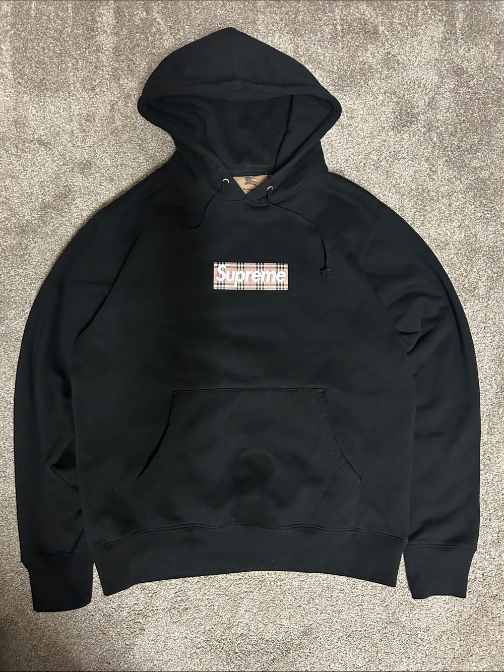 Supreme X Burberry Box Logo Black Hoodie
